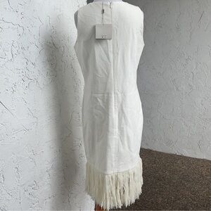 Uterque White Backless Dress with Fringe Detail Size L